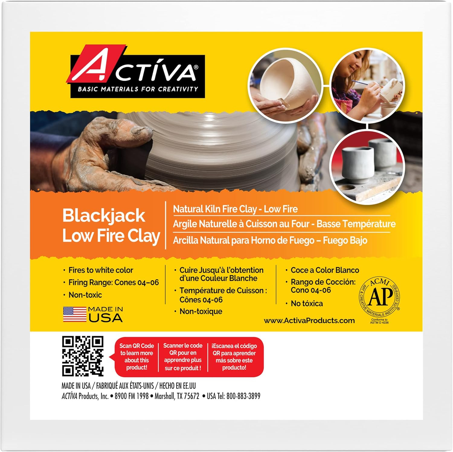 Blackjack Earthenware Low Fire Clay, 10Lb (4.53 Kg) - Natural Clay for Kiln Firi