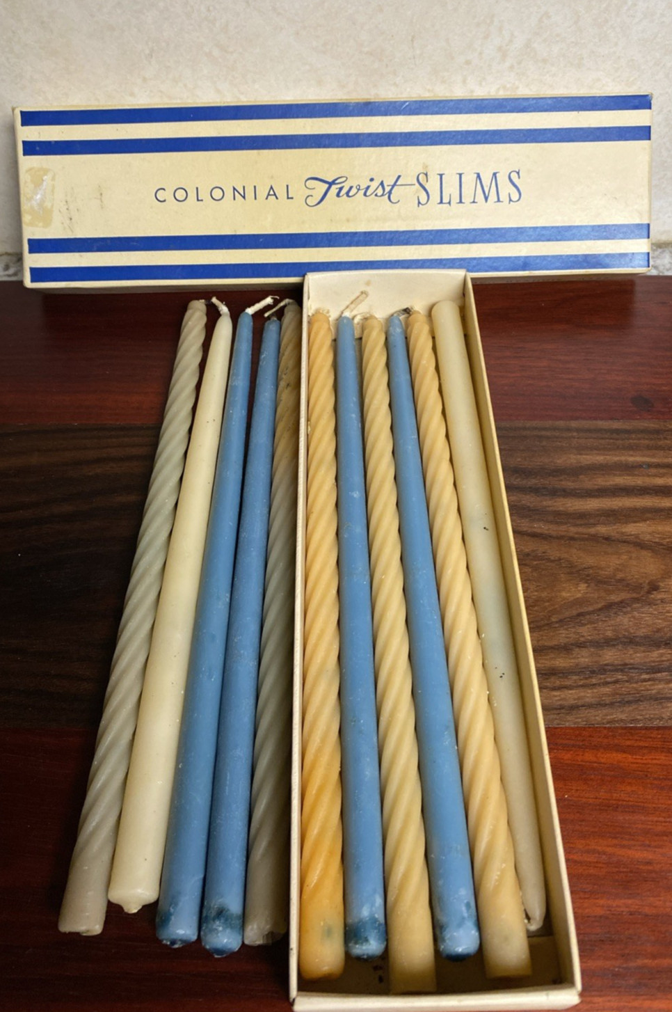 Vintage Colonial Twist Candle Of Cape Cod Tapered Slims 11 Candles 10” Tall