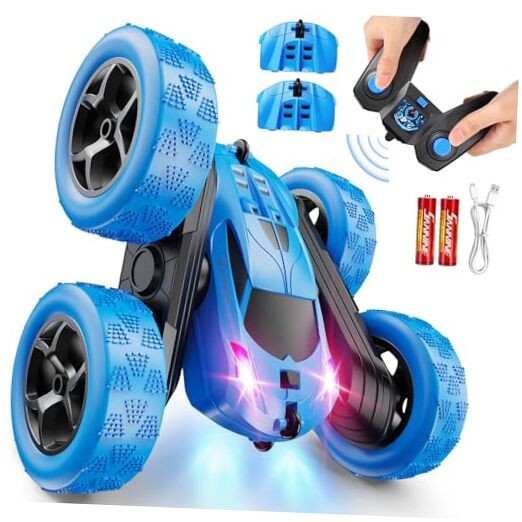 Remote Control Car, RC Cars Toys for Kids Ages 6-12, 4WD Stunt Car with 1-blue