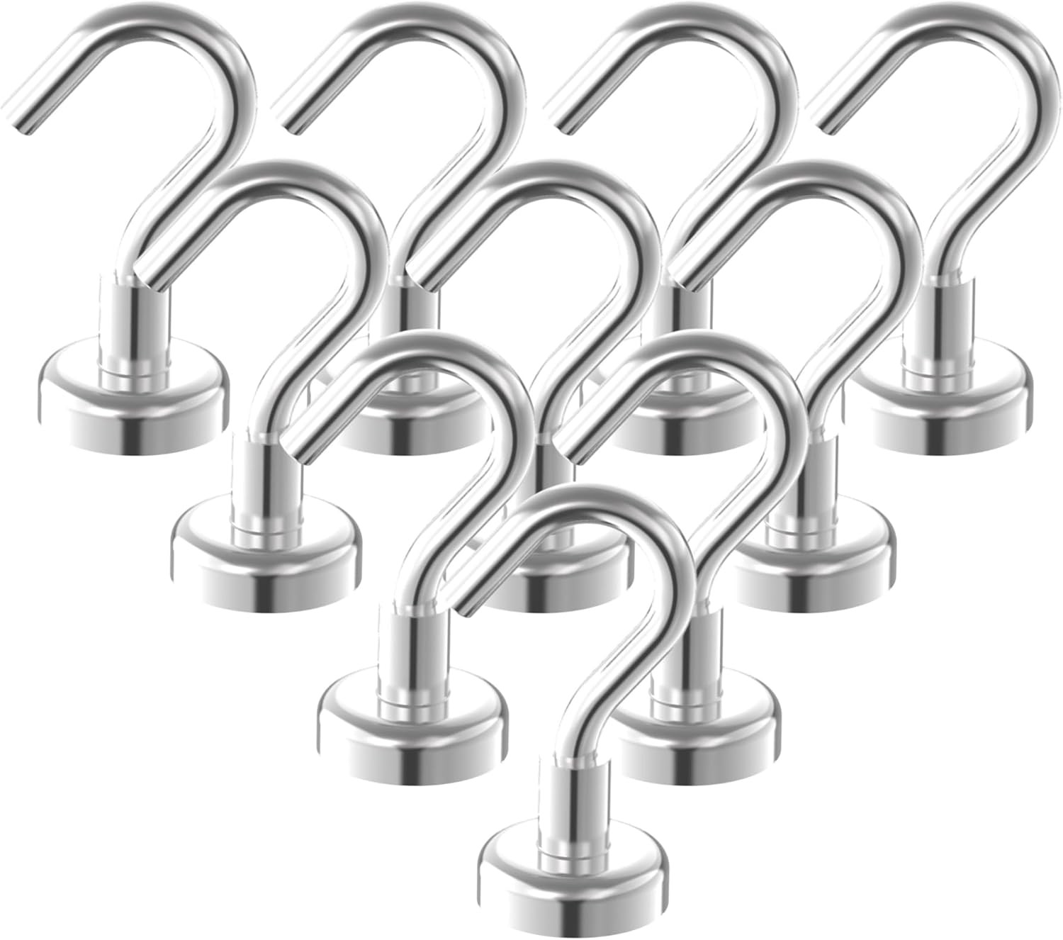 10 Pack Heavy Duty 5/8" Magnetic Hooks for Kitchen with 25 lbs Pull Force