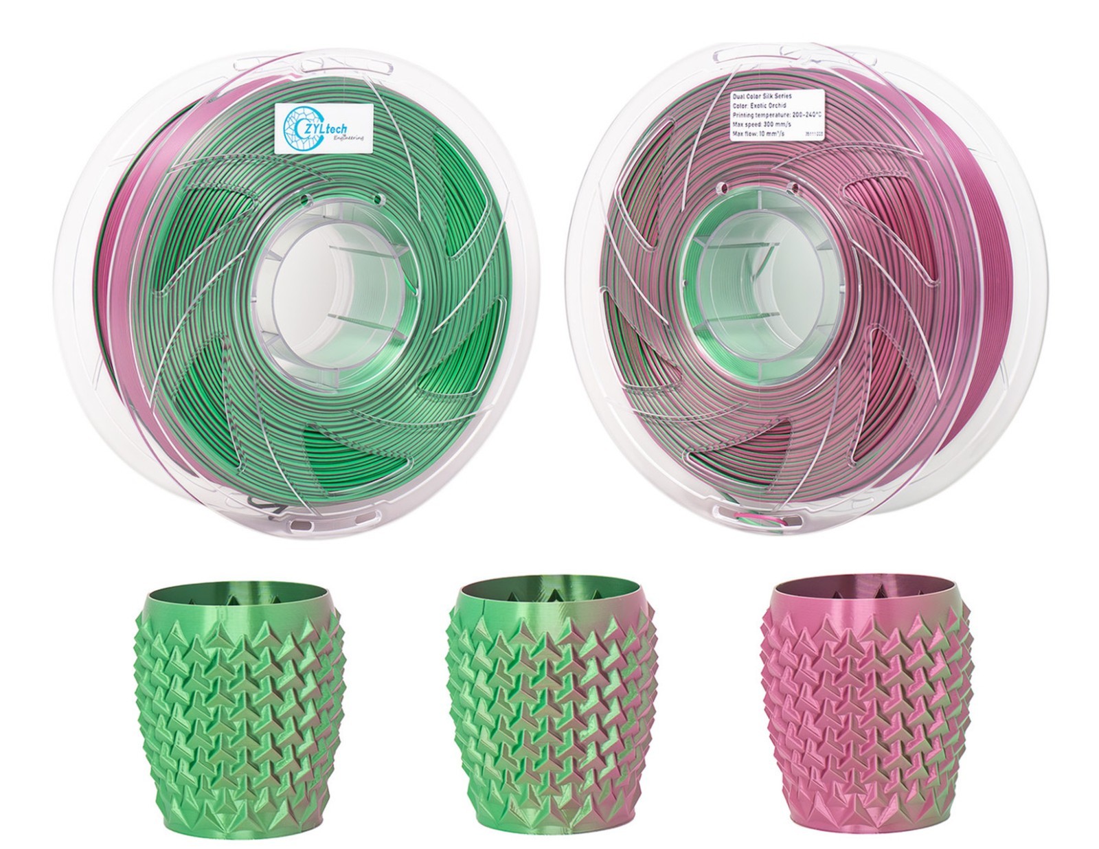 ZYLtech Dual Color Silk Series 3D Printer Filament Dual color: Exotic Orchid