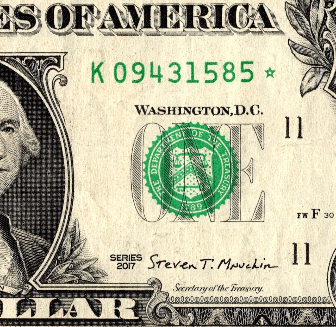 2017 K Star note Fancy Serial Number Regular Run