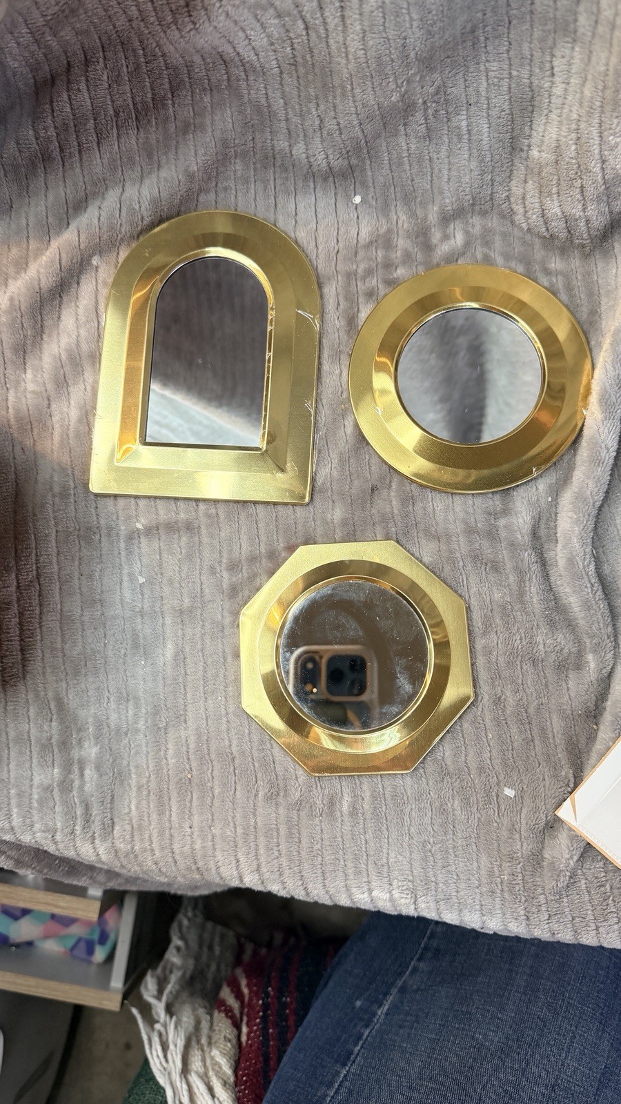 3 Vtg NOS Brass Mini Mirrors | Vintage Wall Mirror | Made in Taiwan, Rare Find
