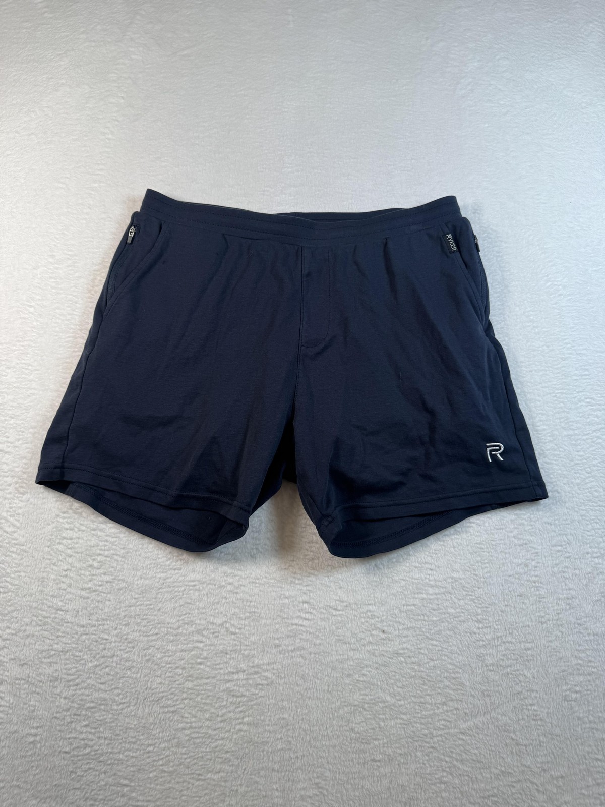 Ryker Shorts Mens Large Blue Organic Cotton Merino Wool Lined Zip Pocket Running