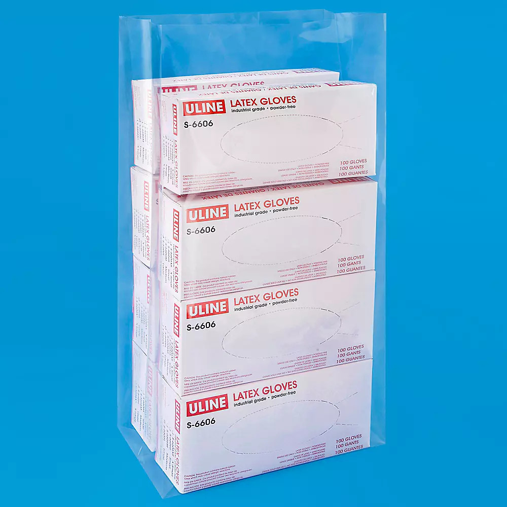 Pack of 500 10 x 6 x 24" 3 Mil Gusseted Poly Bags