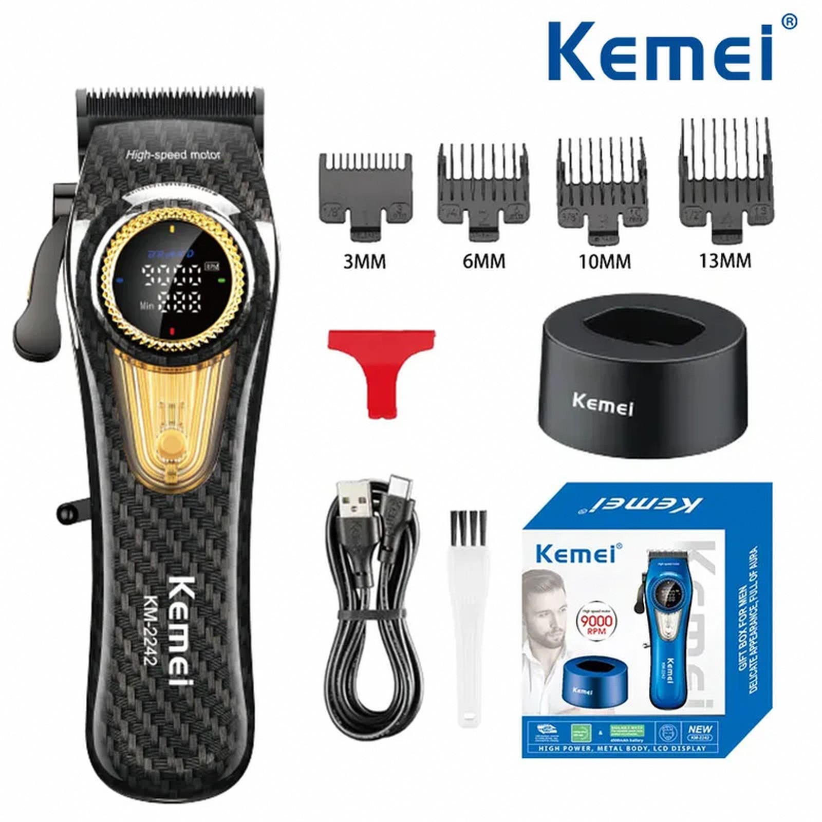 Kemei KM-2242 Big Power Electric Hair Clipper Rechargeable Hair Trimmer