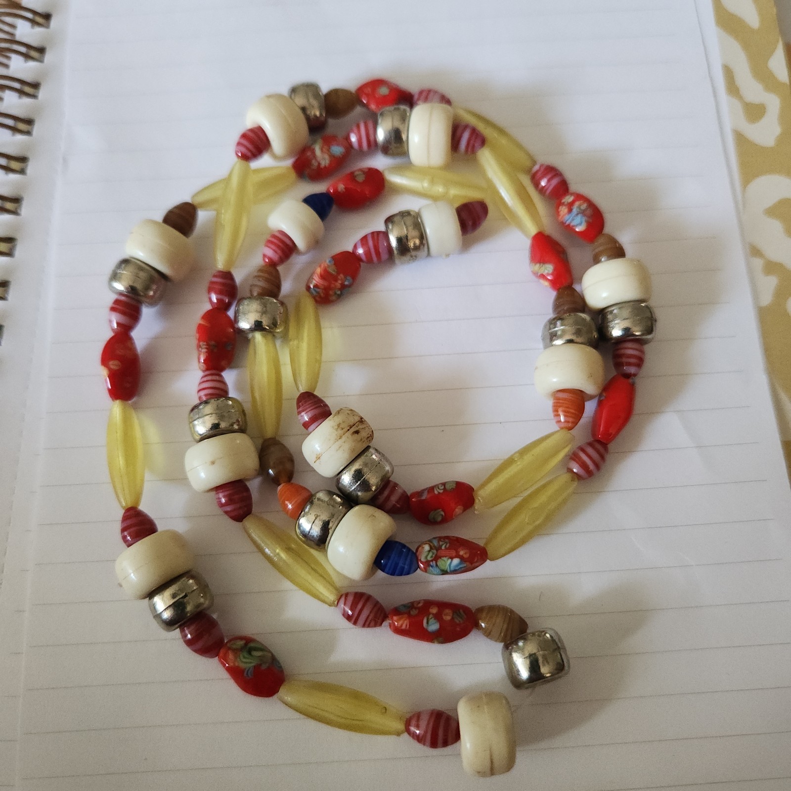 Venetian Glass Bead & Plastic Necklace Multicolor 26" Strand