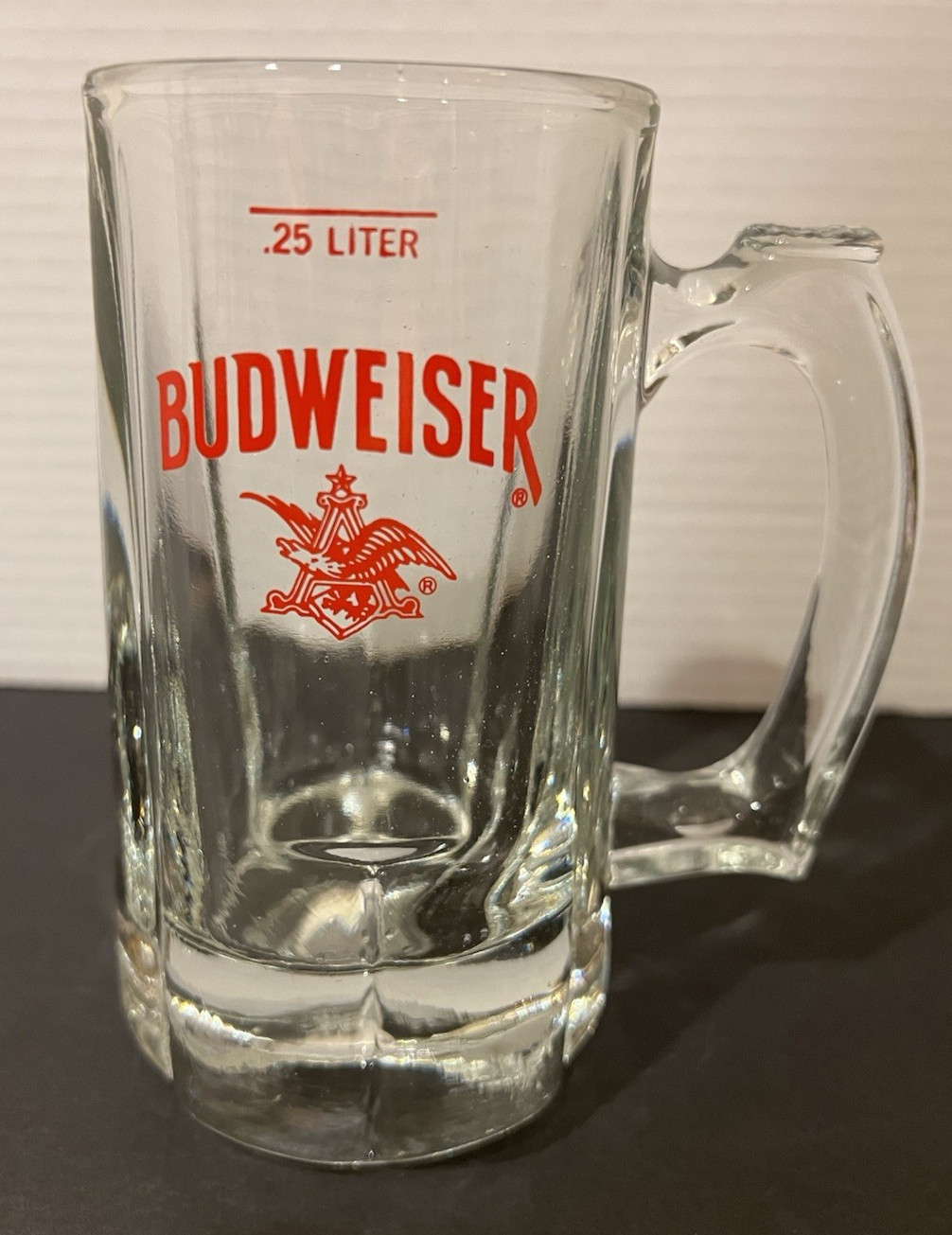 Vtg Budweiser .25 L Heavy Beer Mug Red Anheuser Busch Eagle Logo-Excellent