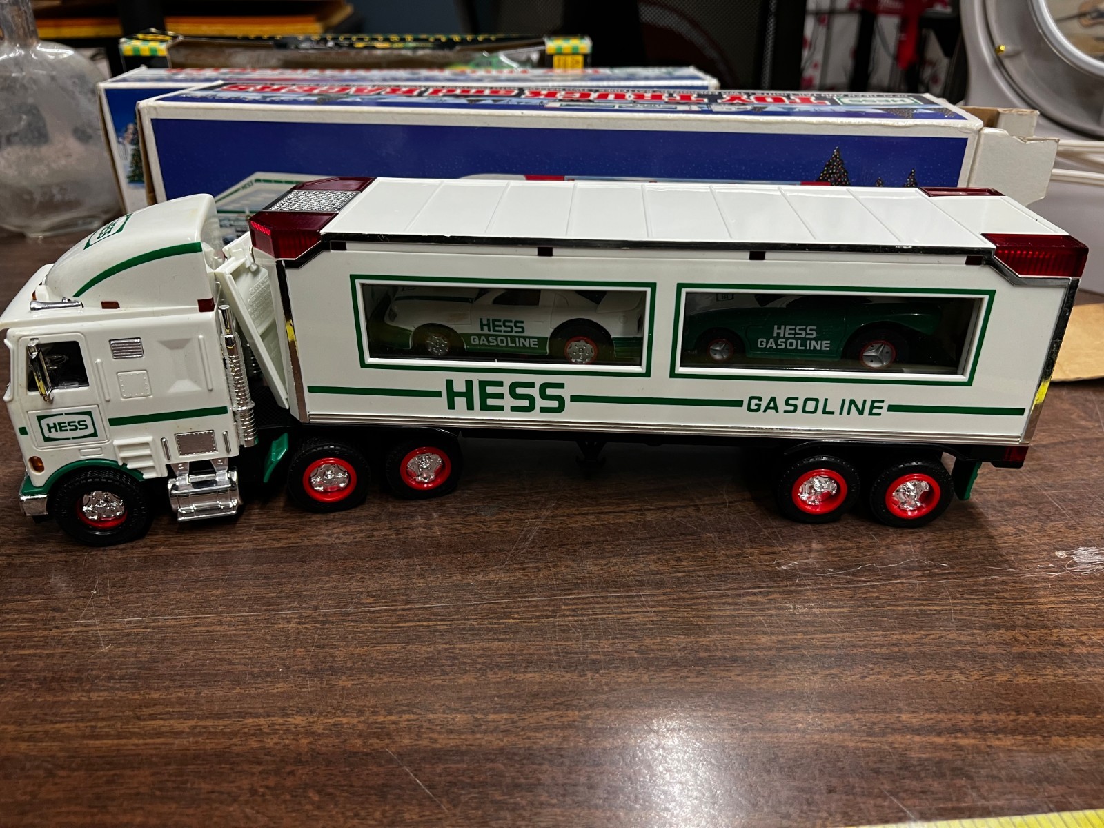 Vintage 1997 HESS Vintage Toy Truck And Racers- open box
