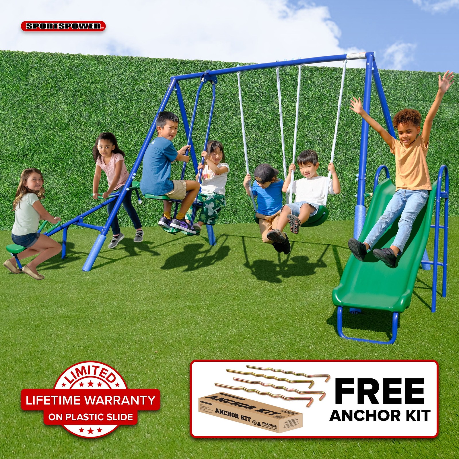 Sportspower MSC-5840 Super Swing and Glide Metal Swing Set with 2 Person Glider,