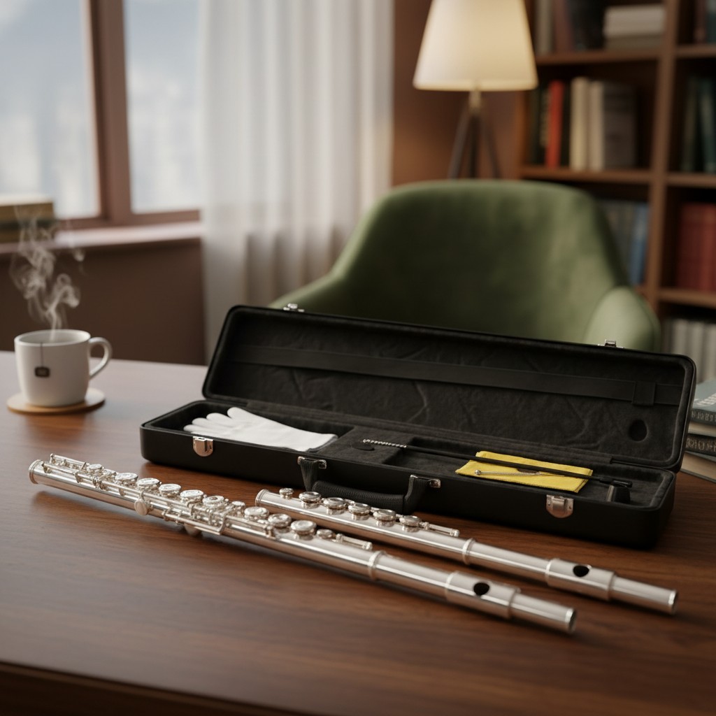 Open Hole 17-Key C Flute in Silver Plated Finish with Accessories & Carry Case
