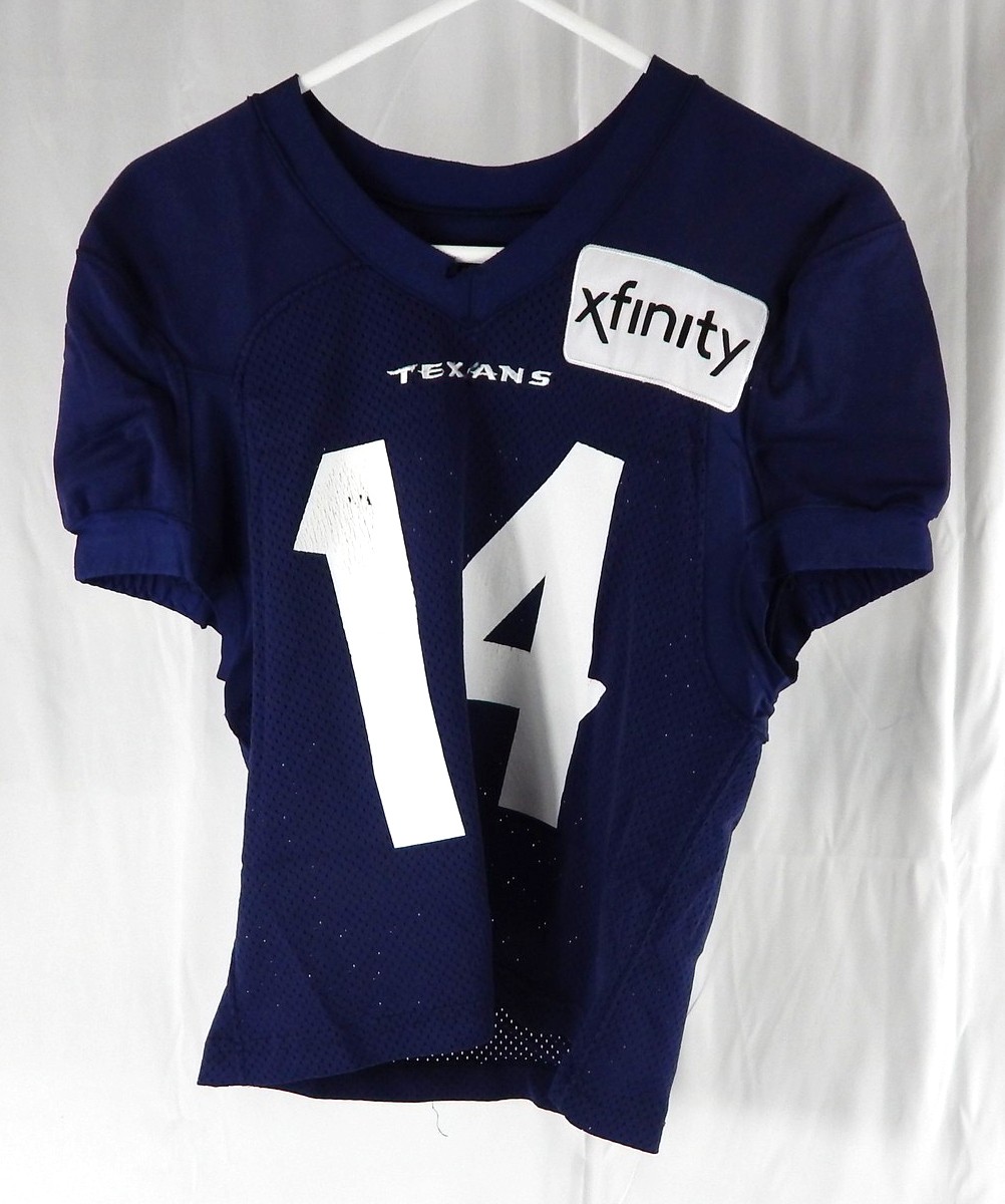 2022 Houston Texans #14 Game Issued Pos Used Navy Practice Jersey NP R L 947