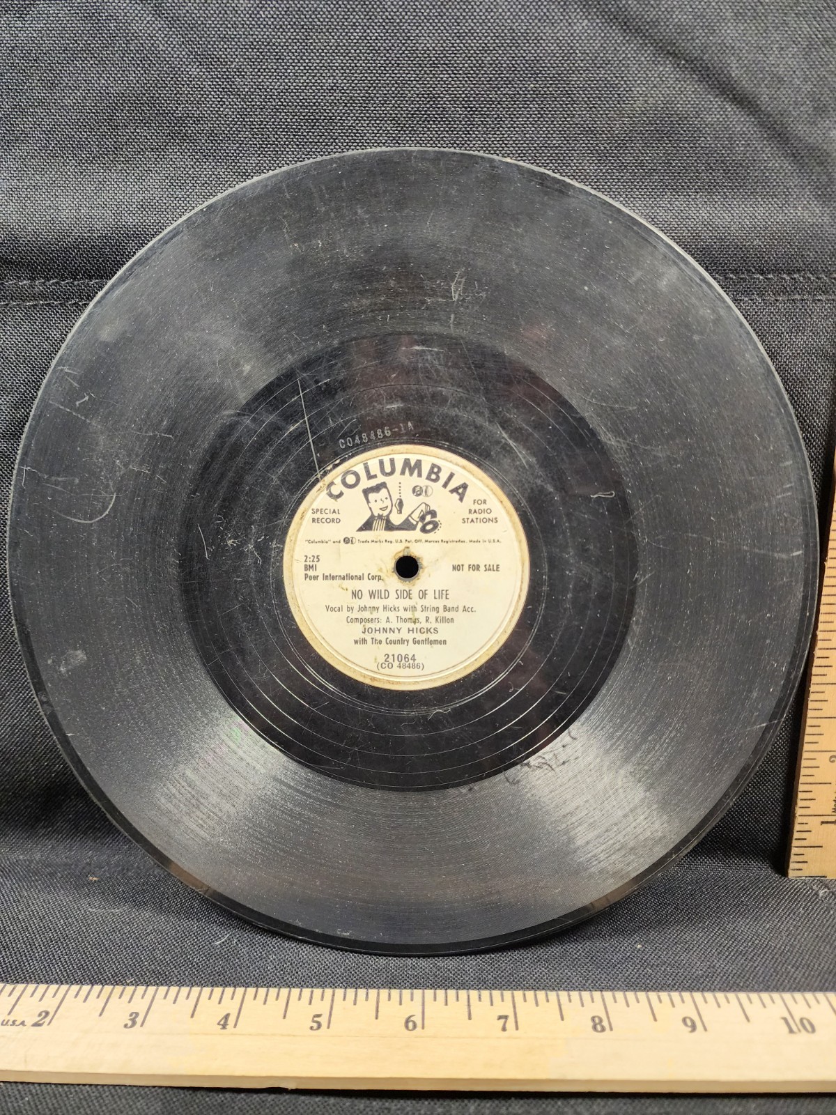 Antique 78 Record Shellac Columbia Radio Station Johnny Hicks Pick Up Blues 