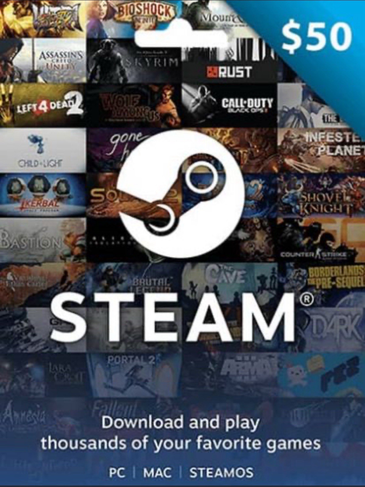 $100 Steam Physical Gift Cards 2x $50 2x Steam