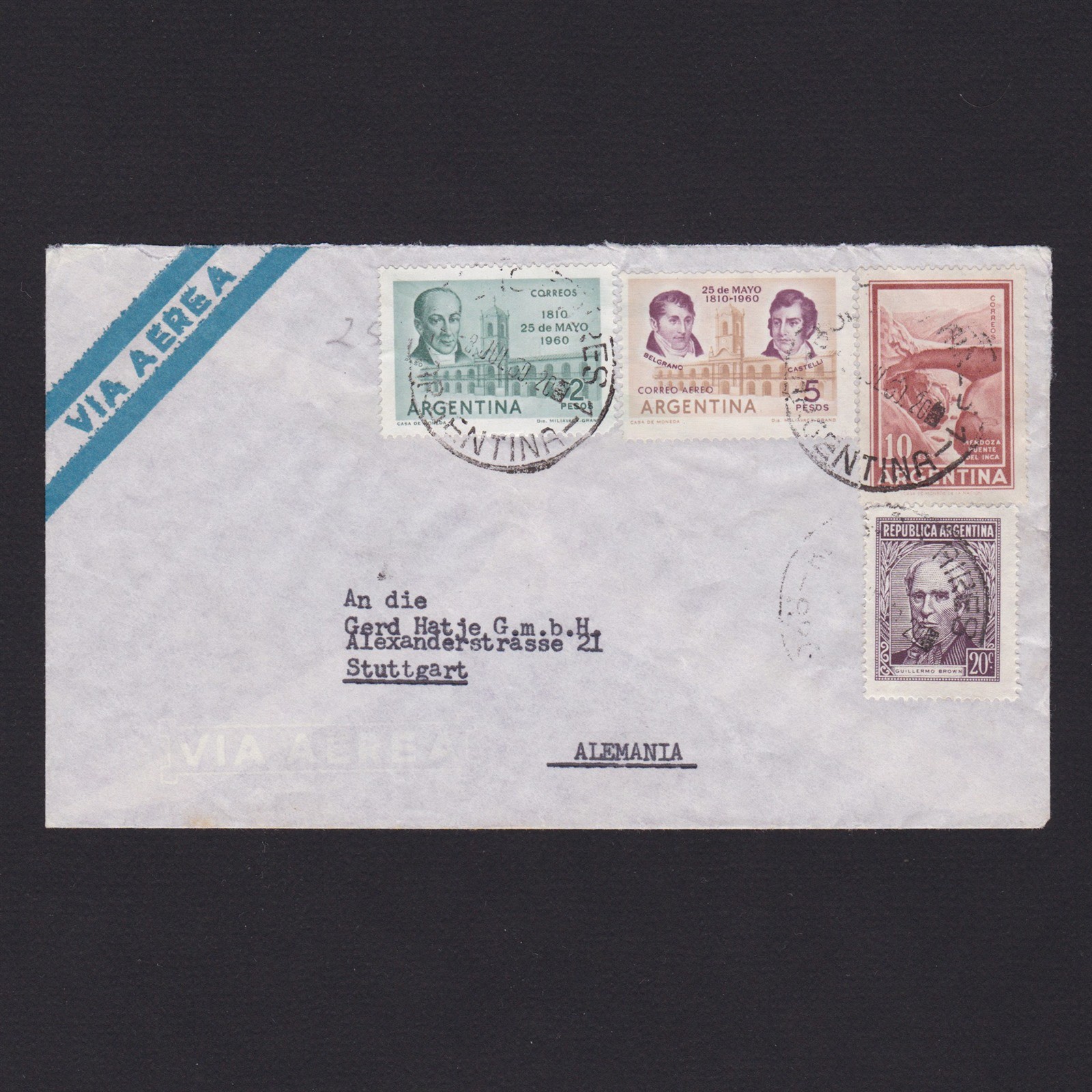 ARGENTINA 1960, Air mail from Buenos Aires to Stuttgart Germany