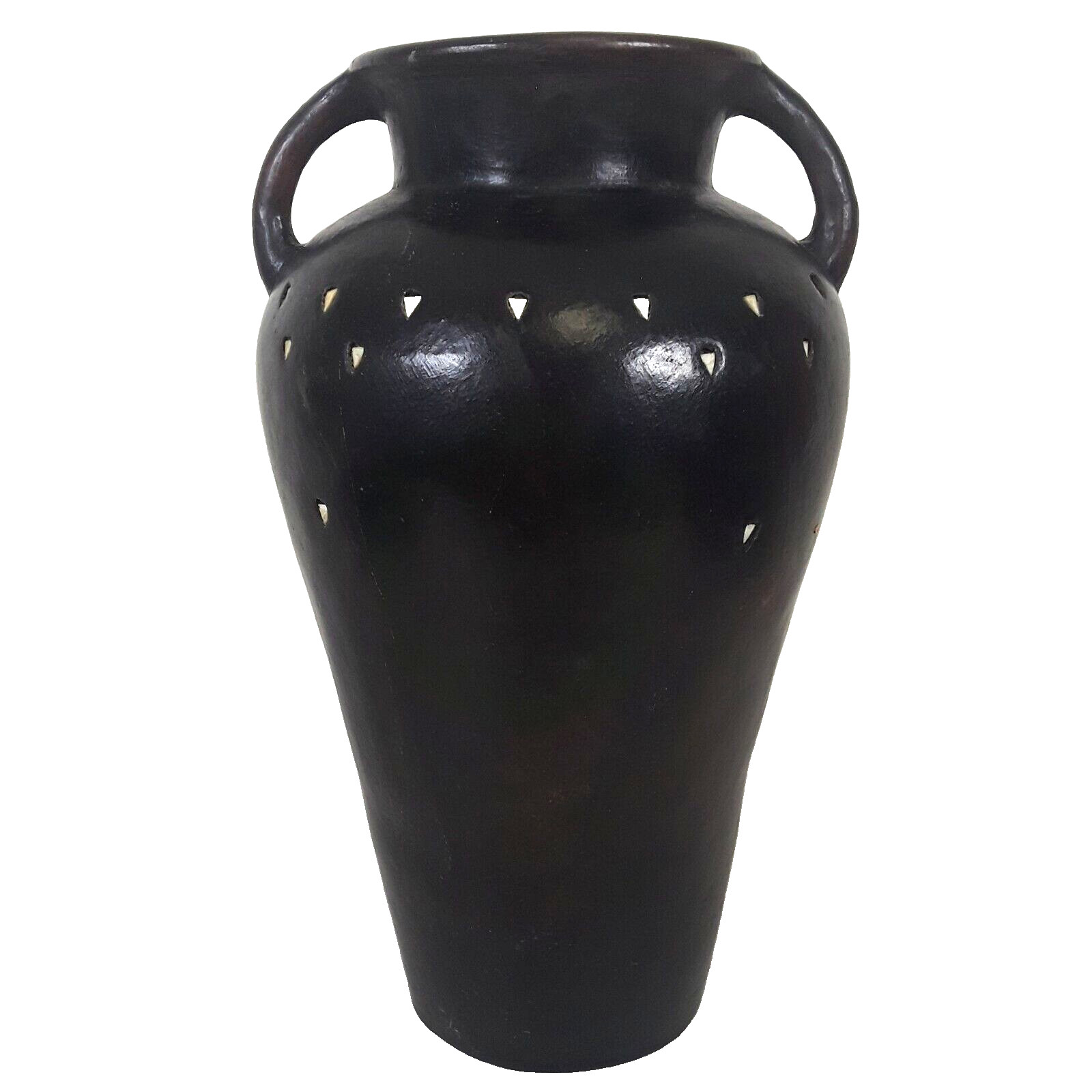 Estate Antique Pottery Jug Vessel Urn Bone Inlay Large Size Terracotta Clay Vase