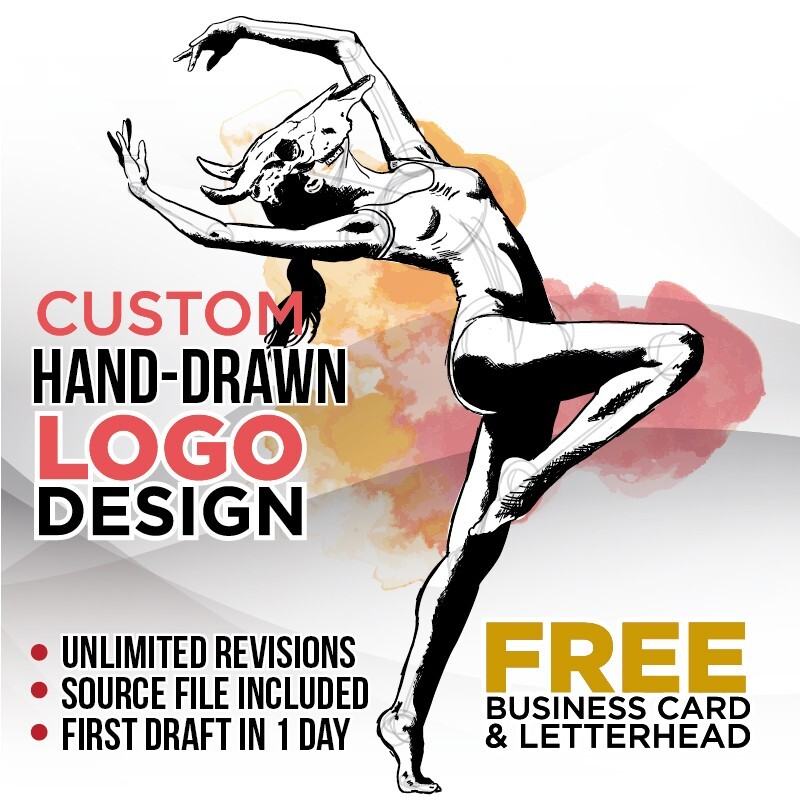 CUSTOM HAND-DRAWN LOGO DESIGN - PROFESSIONAL SERVICE! - FREE BUSINESS CARD!