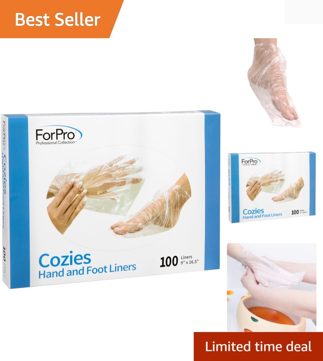 Professional Disposable Hand and Foot Liners for Paraffin Treatments - 100 Count