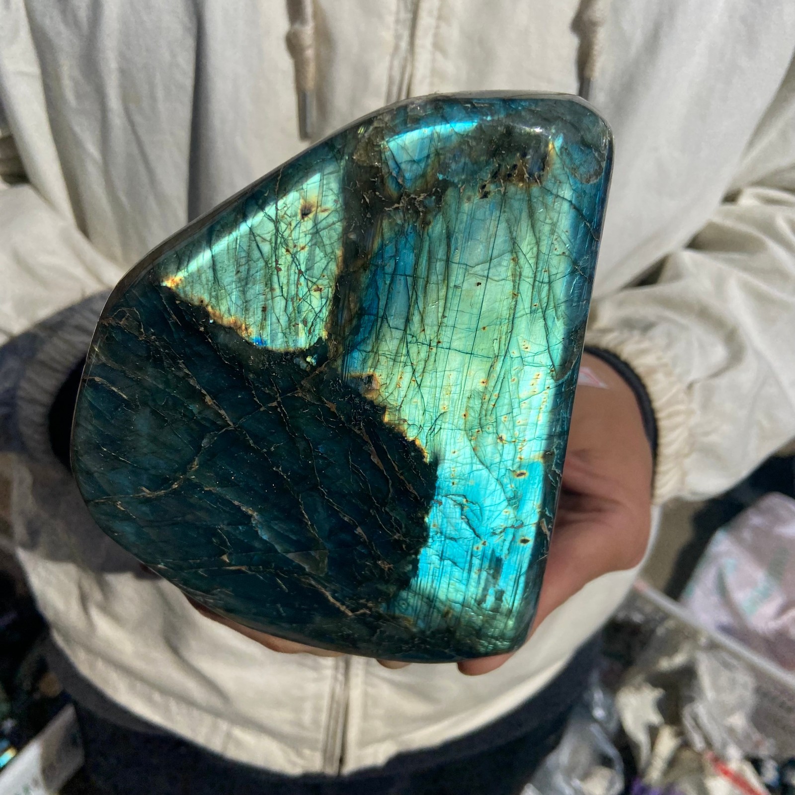 4.4lb Natural labradorite polished free-form mineral specimen healing