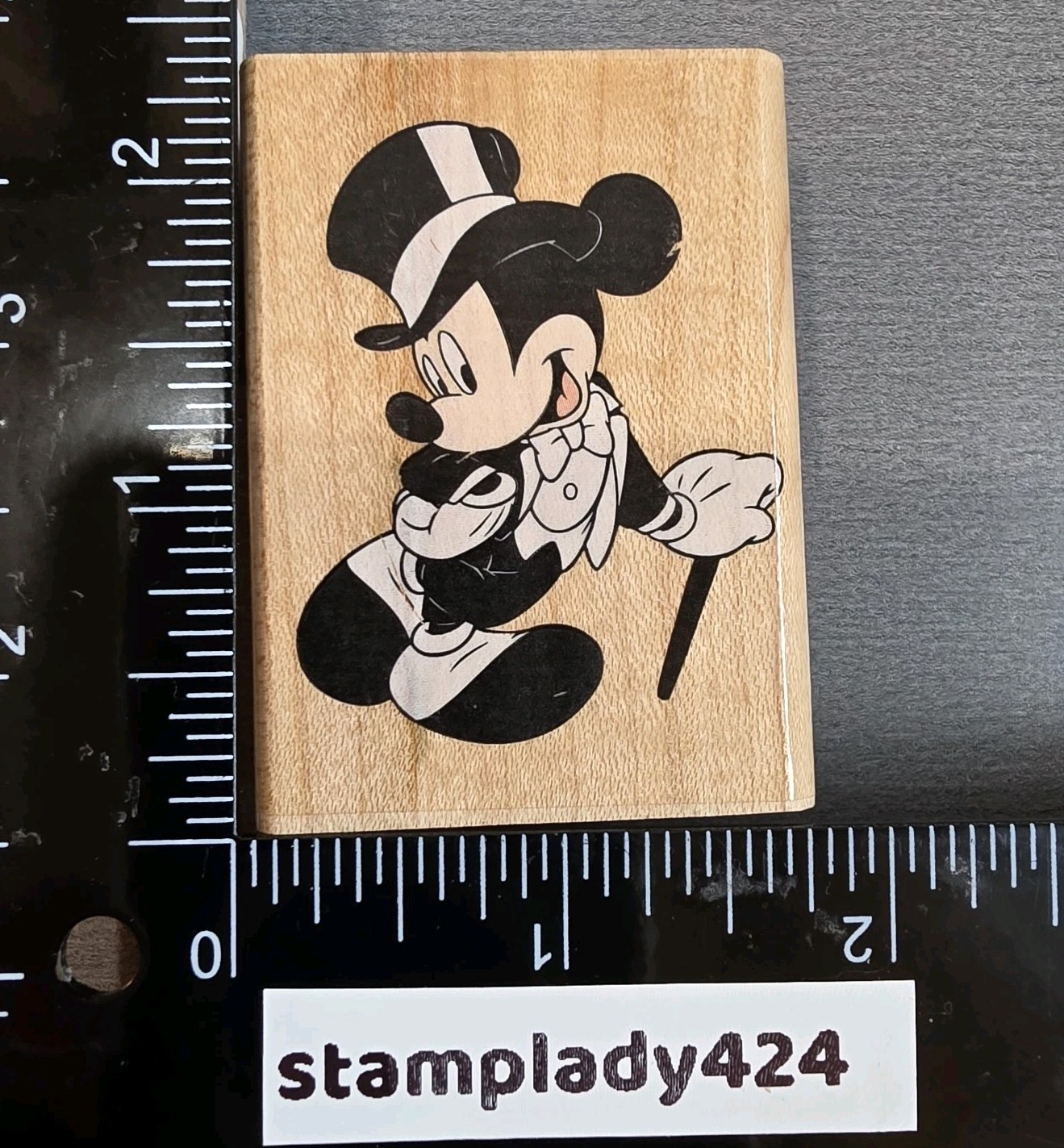 VTG Mickey Mouse In Tuxedo Mickey Rubber Stamp Wood Mount Disney Wedding