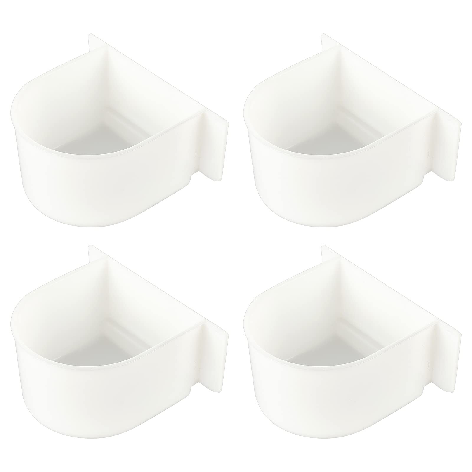 AHANDMAKER 4 Pcs Parrot Cage Replacement Food and Water Cup, White Bird 