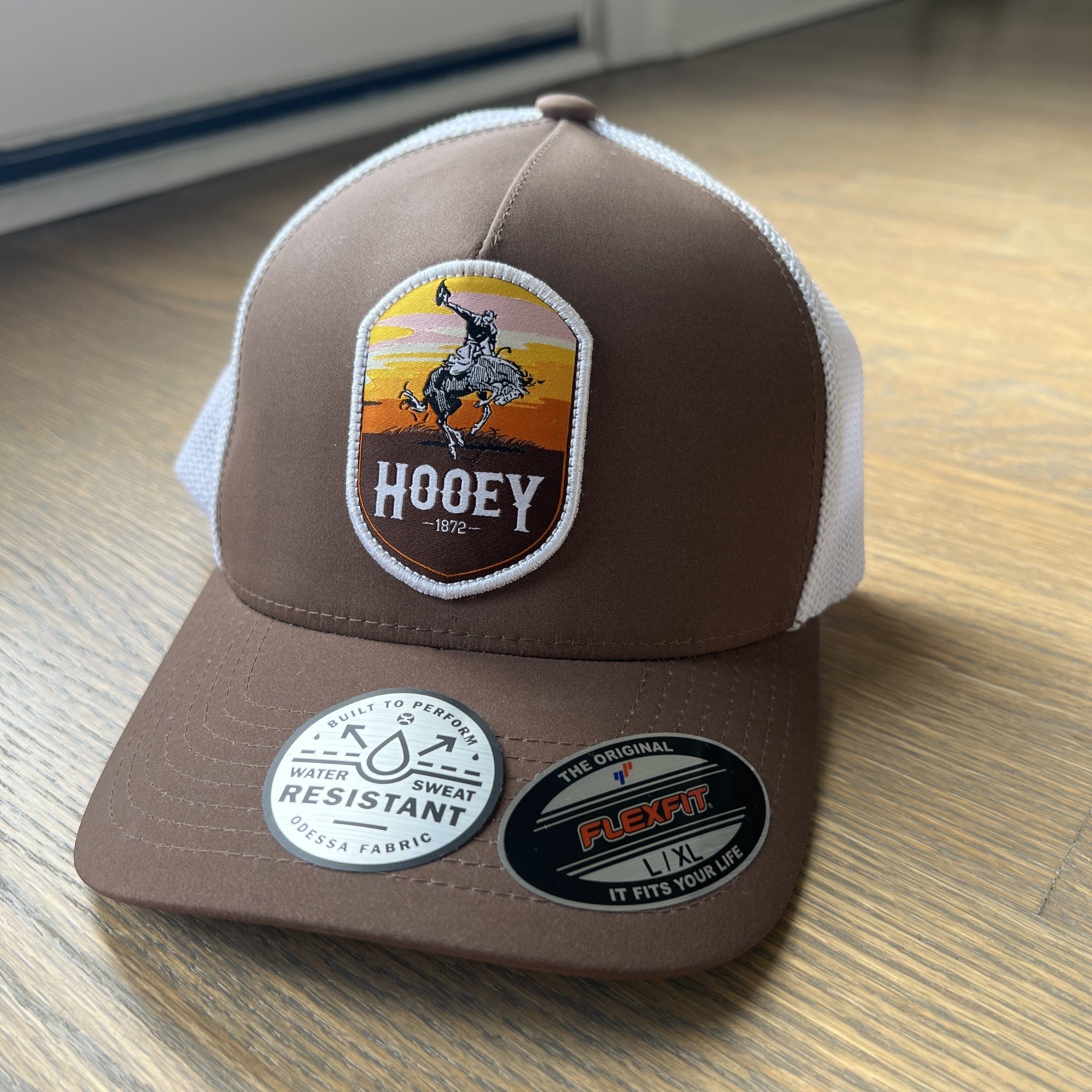 Hooey Mens Cheyenne Water and Sweat Resistant 5-Panel Flexfit Hat Cap, L/XL