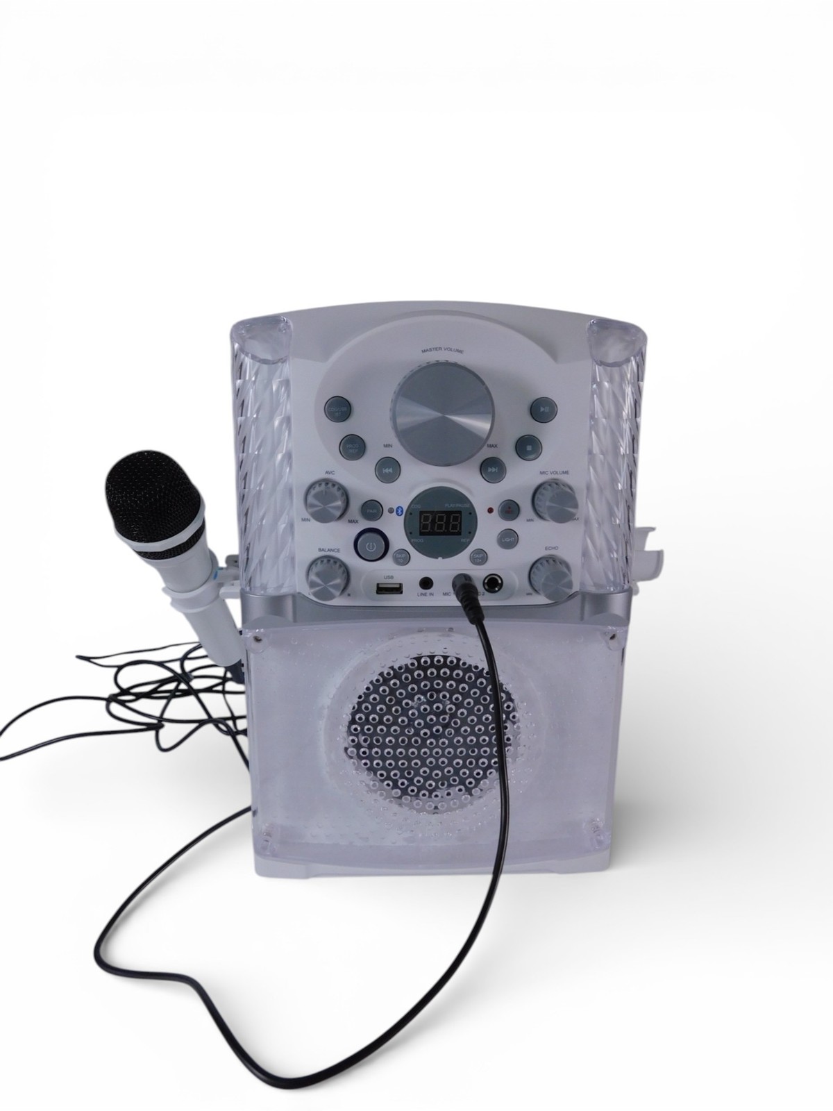 Singing Machine White CD+G Karaoke System USB Mic Speaker RCA Cables Portable