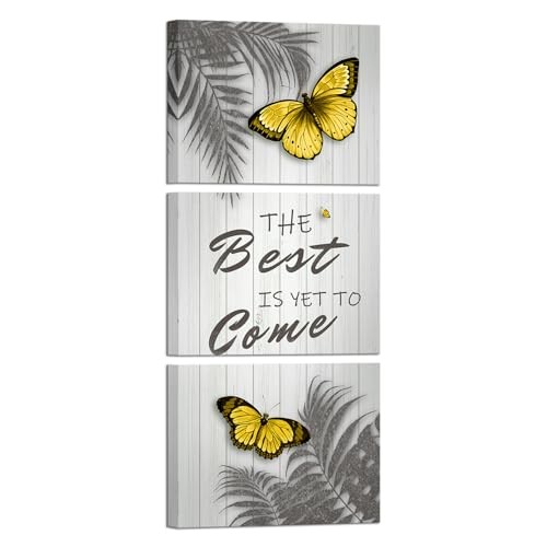  Yellow Bathroom Wall Decor Yellow and Gray Canvas Pictures Butterfly YELLOW