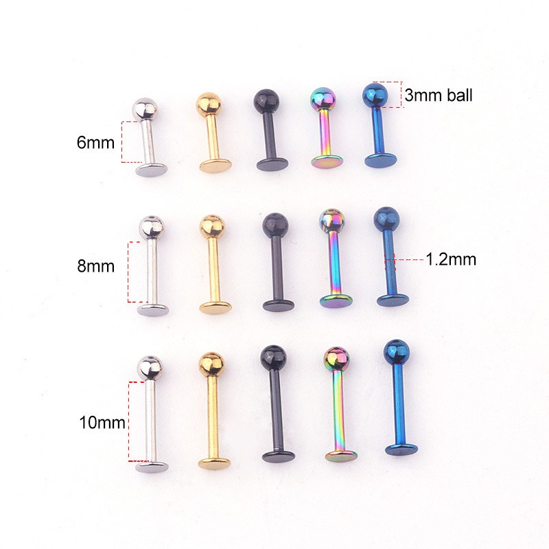 5PCS Labret Tragus 316L Stainless Steel Ear Piercing Lip Bar Stud Jewelry