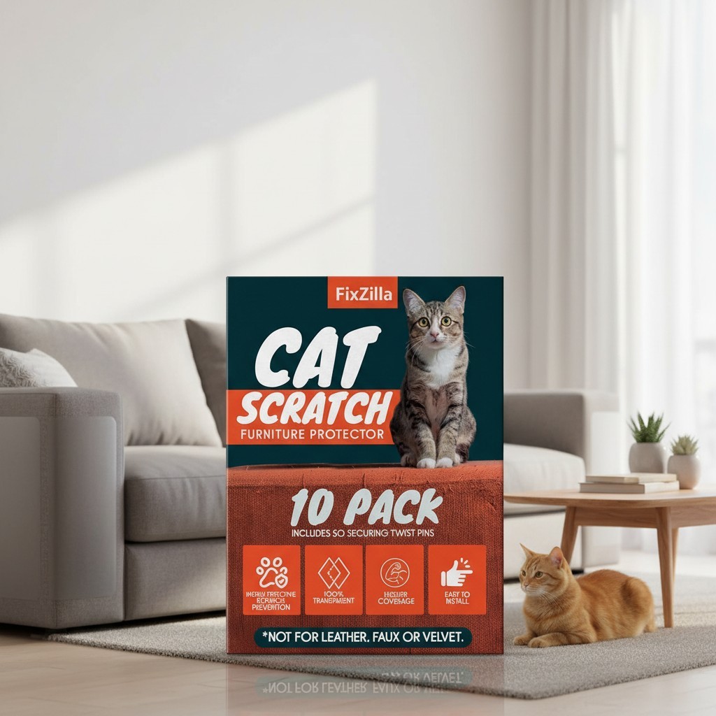 Heavy-Duty Anti Cat Scratch Furniture Protector 10-Pack + 50 Pins for Safe Sp...