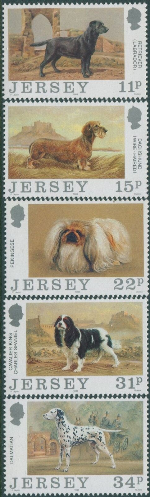 Jersey 1988 SG438-442 Dog Club set MNH