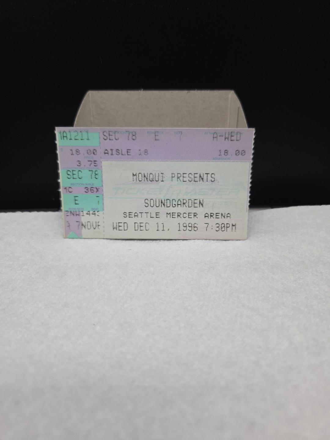 Soundgarden Ticket Stub Seattle Mercer Arena Concert Monqui Tour 1996 Rock Roll 