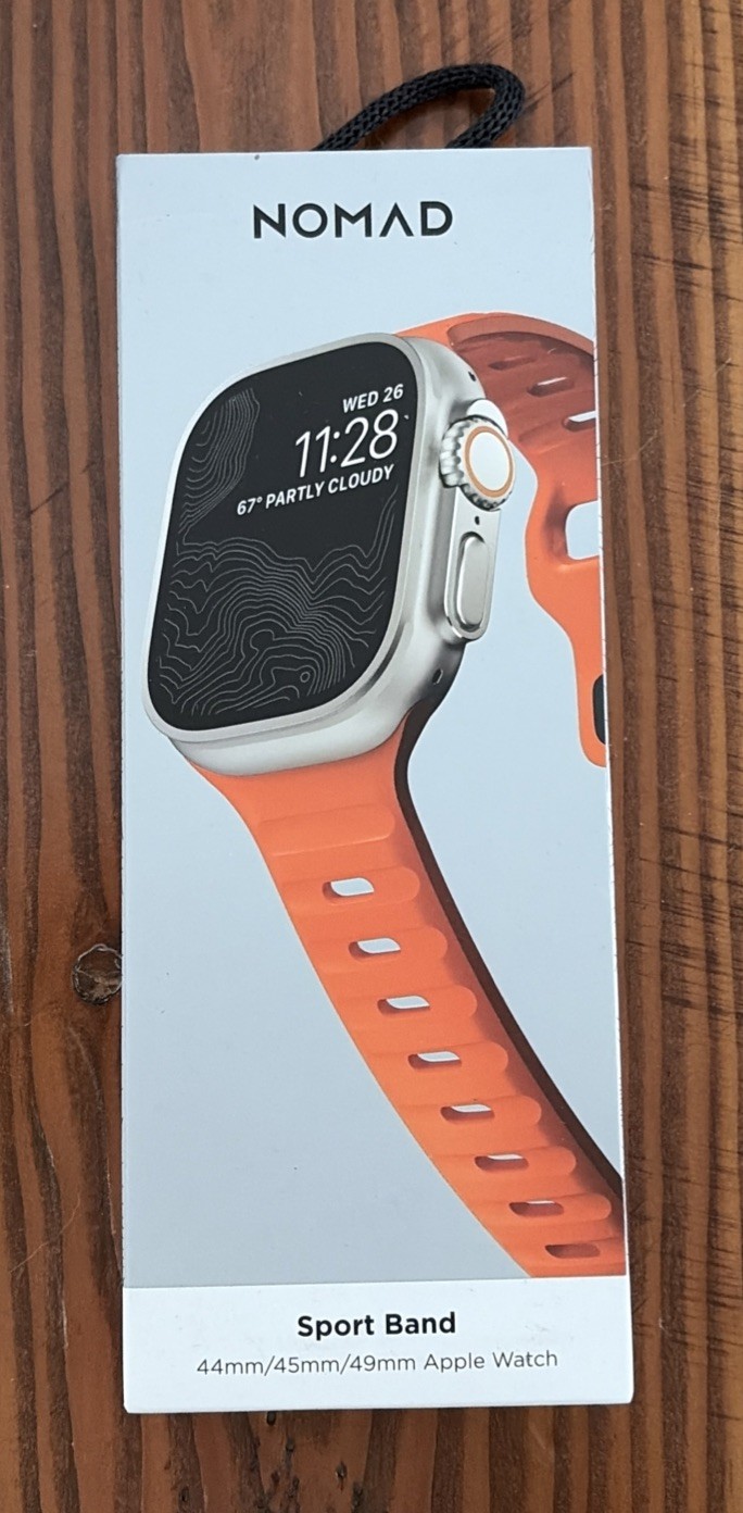 NOMAD Apple Watch Sport Strap FKM Band Ultra Orange 45/49mm M/L New Authentic