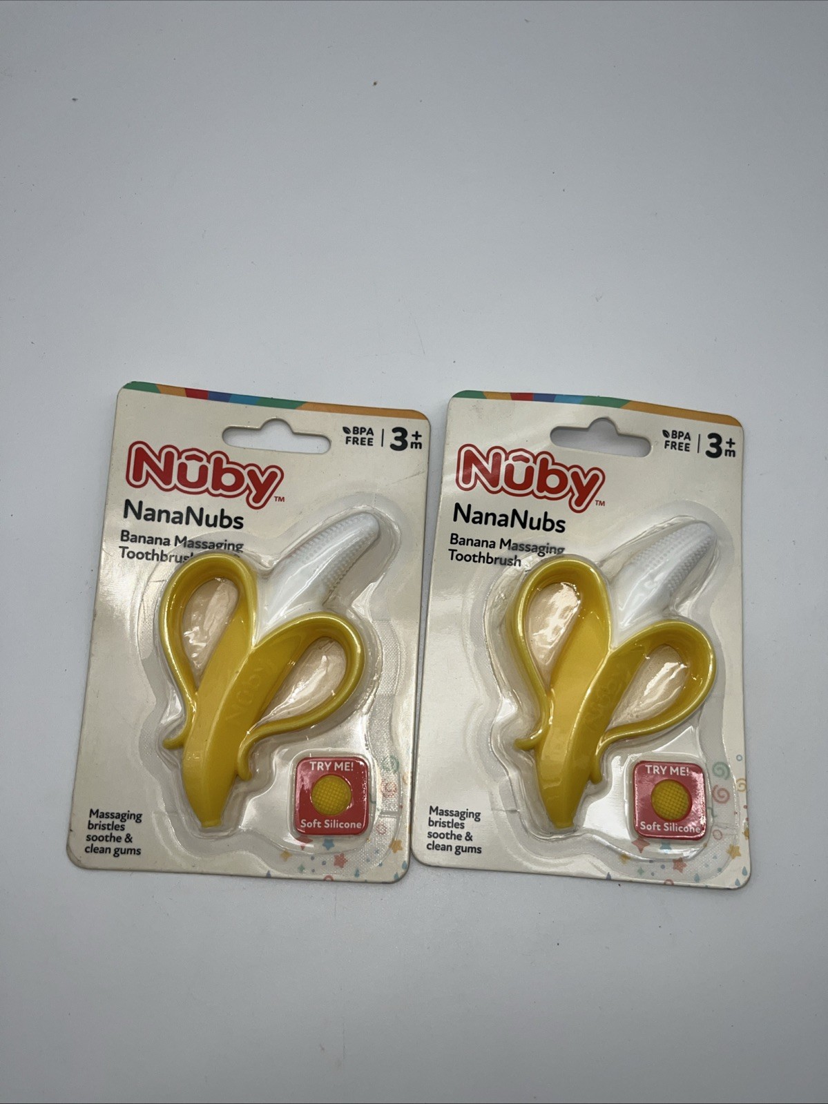 2 Pack Nuby Nananubs Banana Teether Baby Massaging Toy 3+ Months