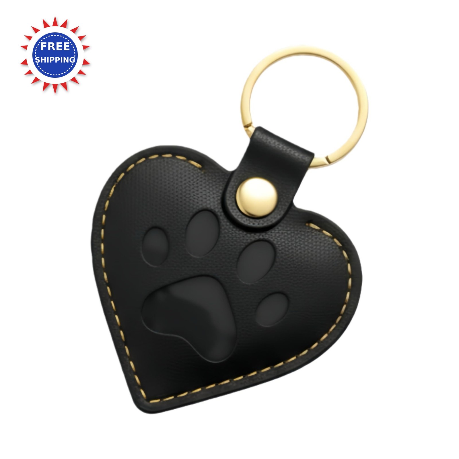 Pet Memorial Keychain & GPS Tracker Holder Heart Leather Fur Keepsake Locket