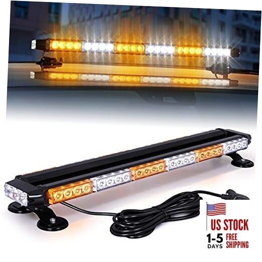  28.5" 54 LED Strobe Light Bar, High Intensity Amber/White Double White/Amber