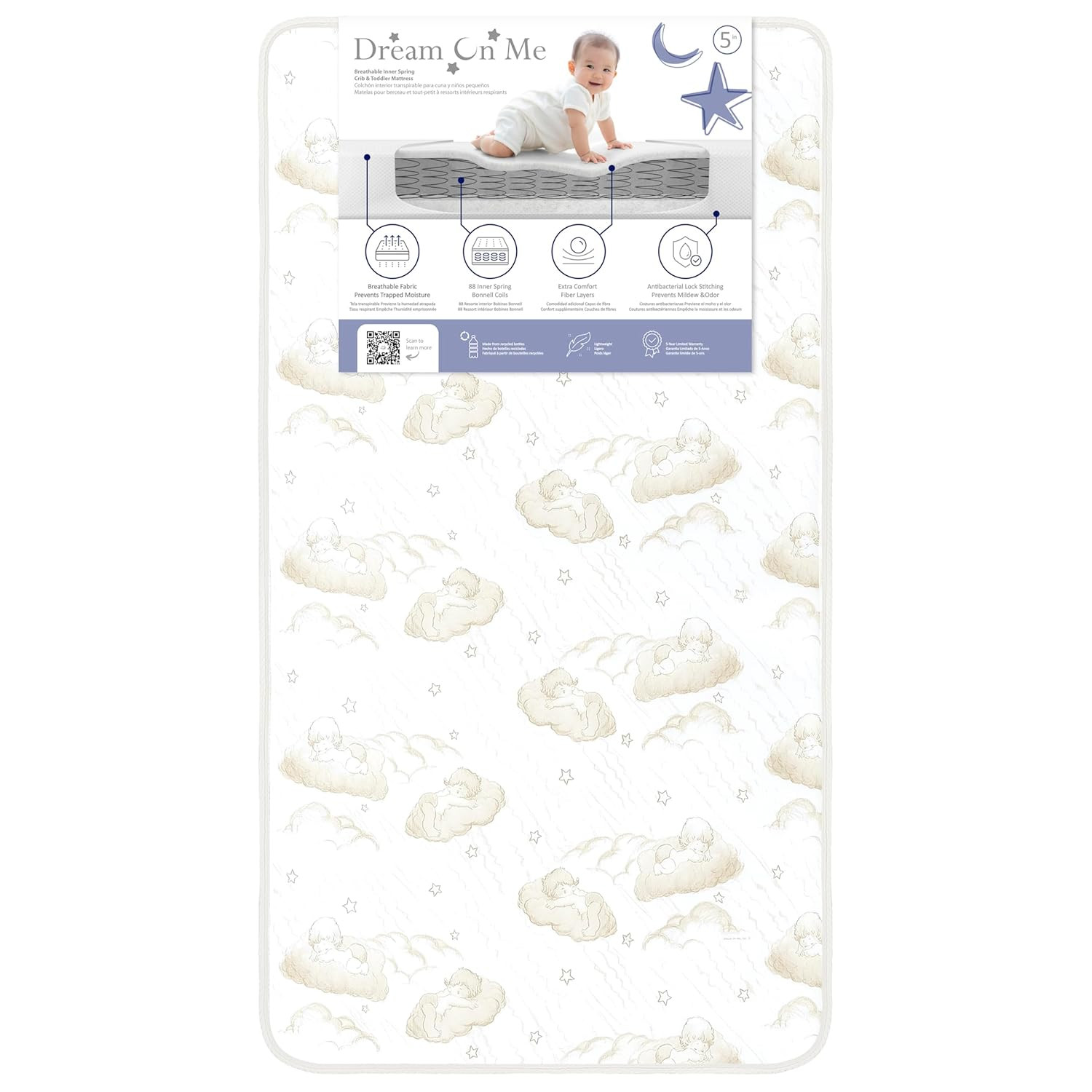 Twilight 5” 2-In-1 Breathable Spring Coil Crib & Toddler Mattress – Firm Infant 