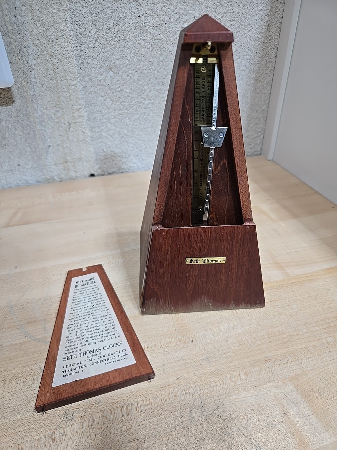 Vintage Metronome Seth Thomas Clock USA General Time E873-111 De Maëlzel Tested