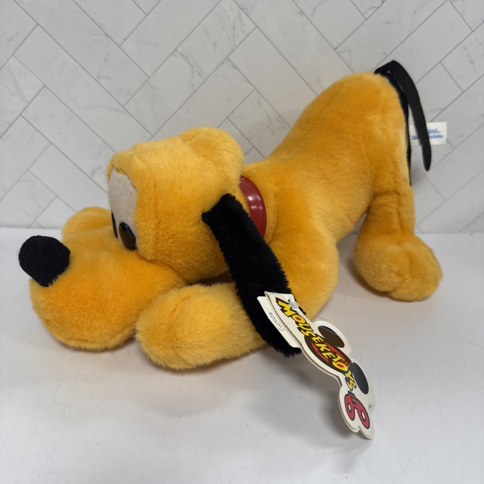 Vtg NWT Pluto Plush Disney World 13" Toy Stuffed Animal Dog Barking Mouseketoys