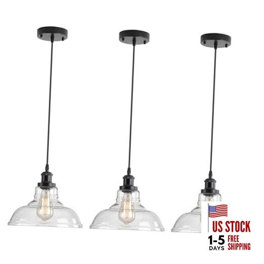 3 Packs Industrial Pendant Lights, Vintage Hanging Light Over Bubble 3 Pcaks