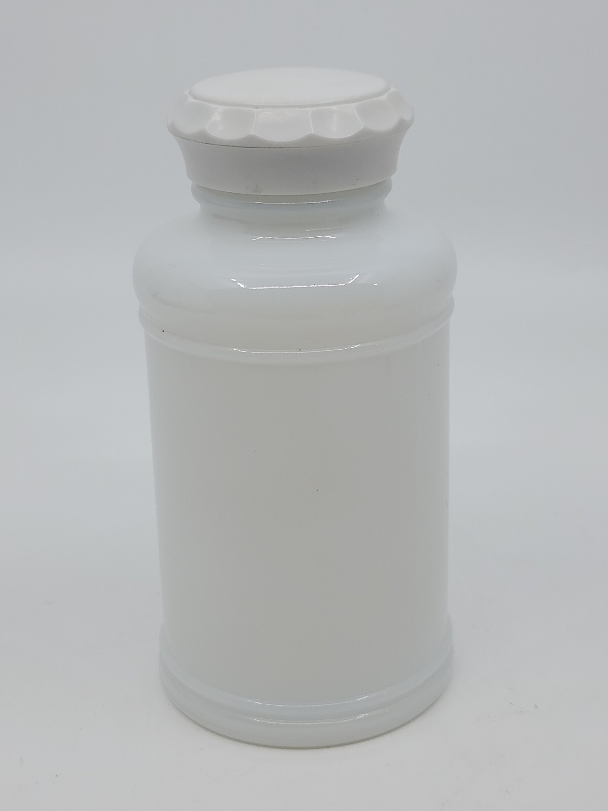 Vintage Milk Glass Apothecary Bottle Jar Threaded Cap 5" Antique Medicine White