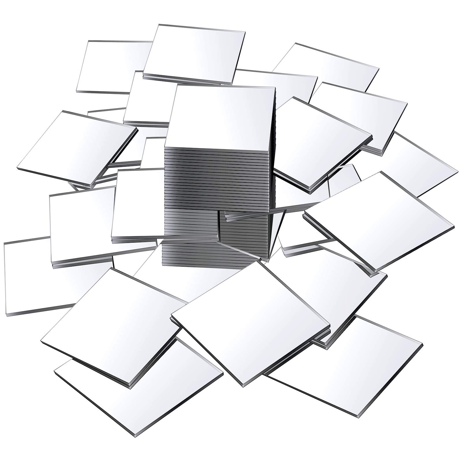 50 Pieces Mini Size Square Mirror Adhesive Small Square Craft Mirror Tiles fo...