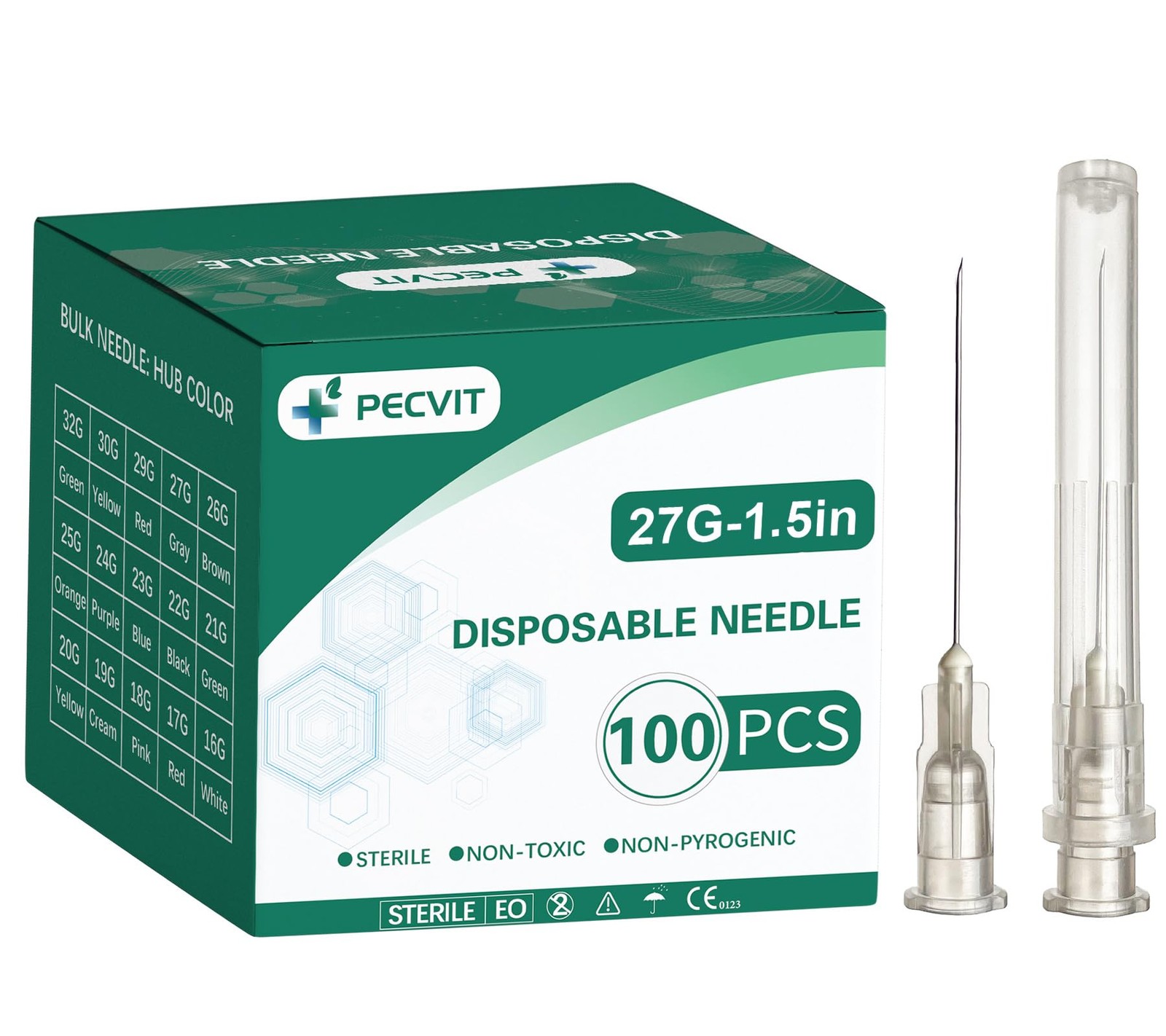 100Pack 27Ga 1.5 inch Needle Luer Lock Lab Dispensing Accessories 27G 1.5inch 