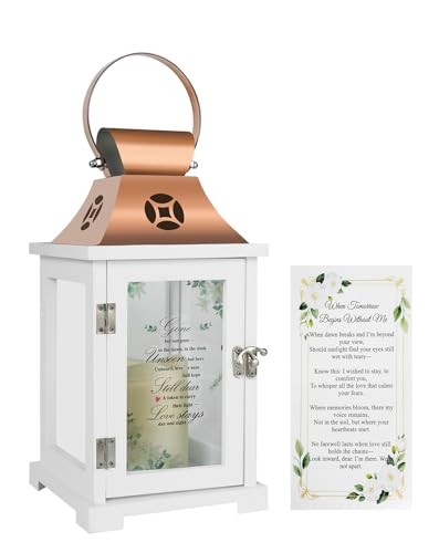 Memorial Lantern, Sympathy Gifts for Loss of Decorative Lily Flowers Loved One