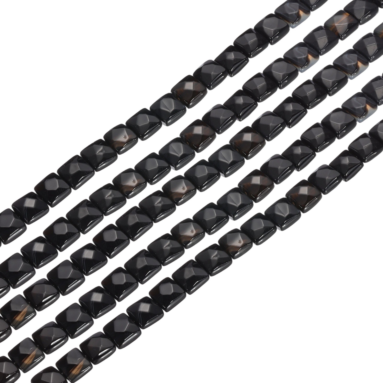 50 Pack Natural Stone Beads, 8mm Natural Black Agate Stones, Black