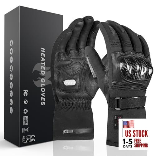 Heated Motorcycle Gloves for Men Women, Rechargeable Heated Gloves, Medium