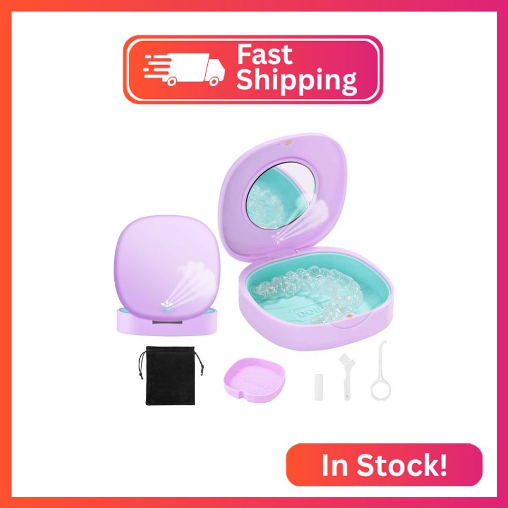 Doboli Retainer Case, Purple, Compatible with Invisalign, Night Guard, Mouth Gua