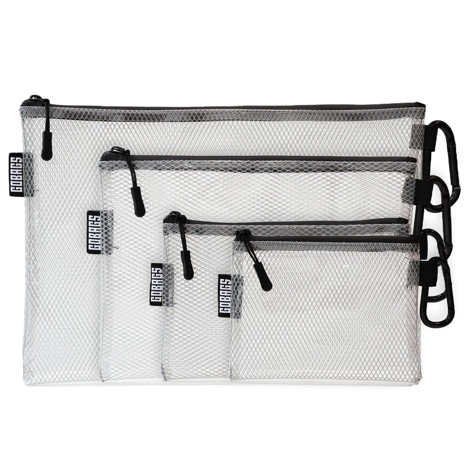 GOBAGS Air Production Multi‑Size Clear Zipper Pouch Multi-Size, Black 
