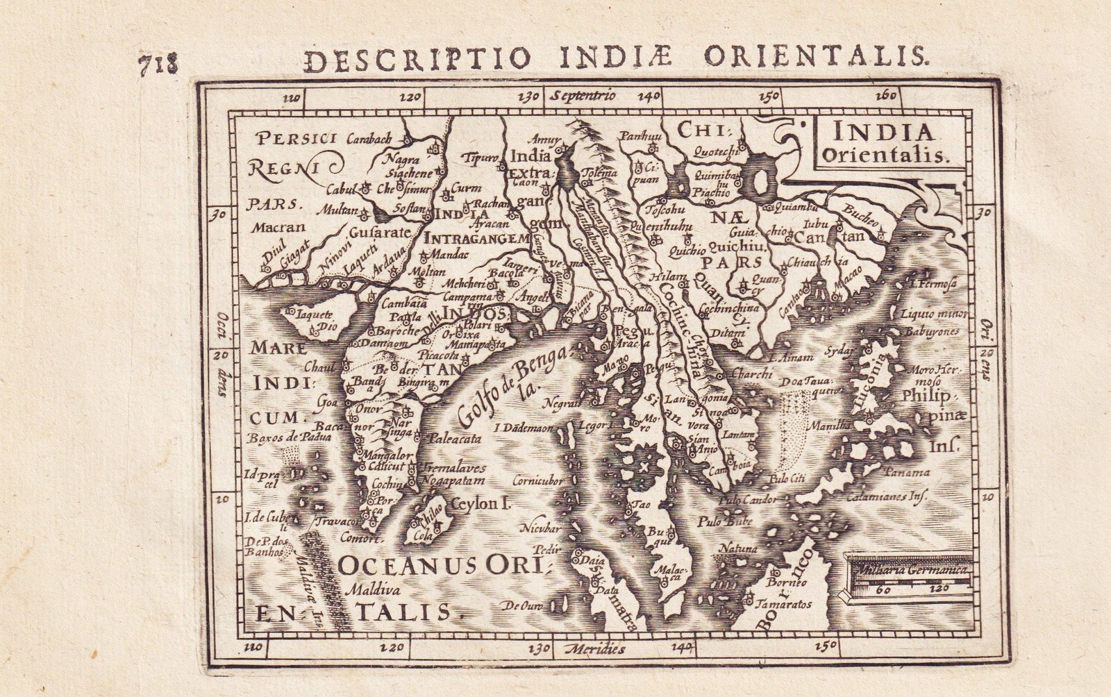 Indonesia India Myanmar Thailand Vietnam Malaysia Cambodia Bertius Map Card