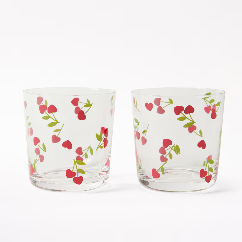 IDG Drinking Glasses, Set of 2 Cherry Hearts